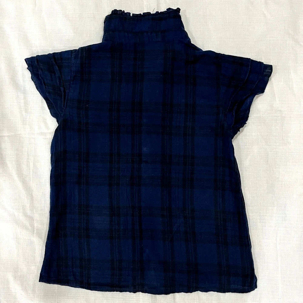 Navy blue Flutter sleeve Shirt - Picture 2 of 5